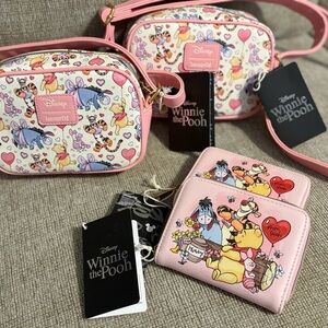 Disney Loungefly Pink and Cream Winnie the Pooh Bag and Wallet Set